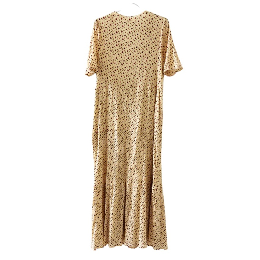 ROOLEE Cream Floral Maxi Dress Vneckline Shortsleeved Size XL - Picture 3 of 6